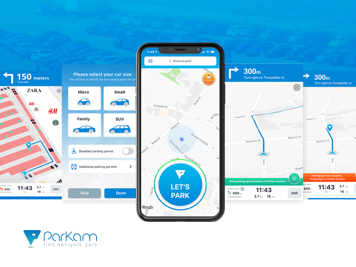 ParKam's navigation & parking app